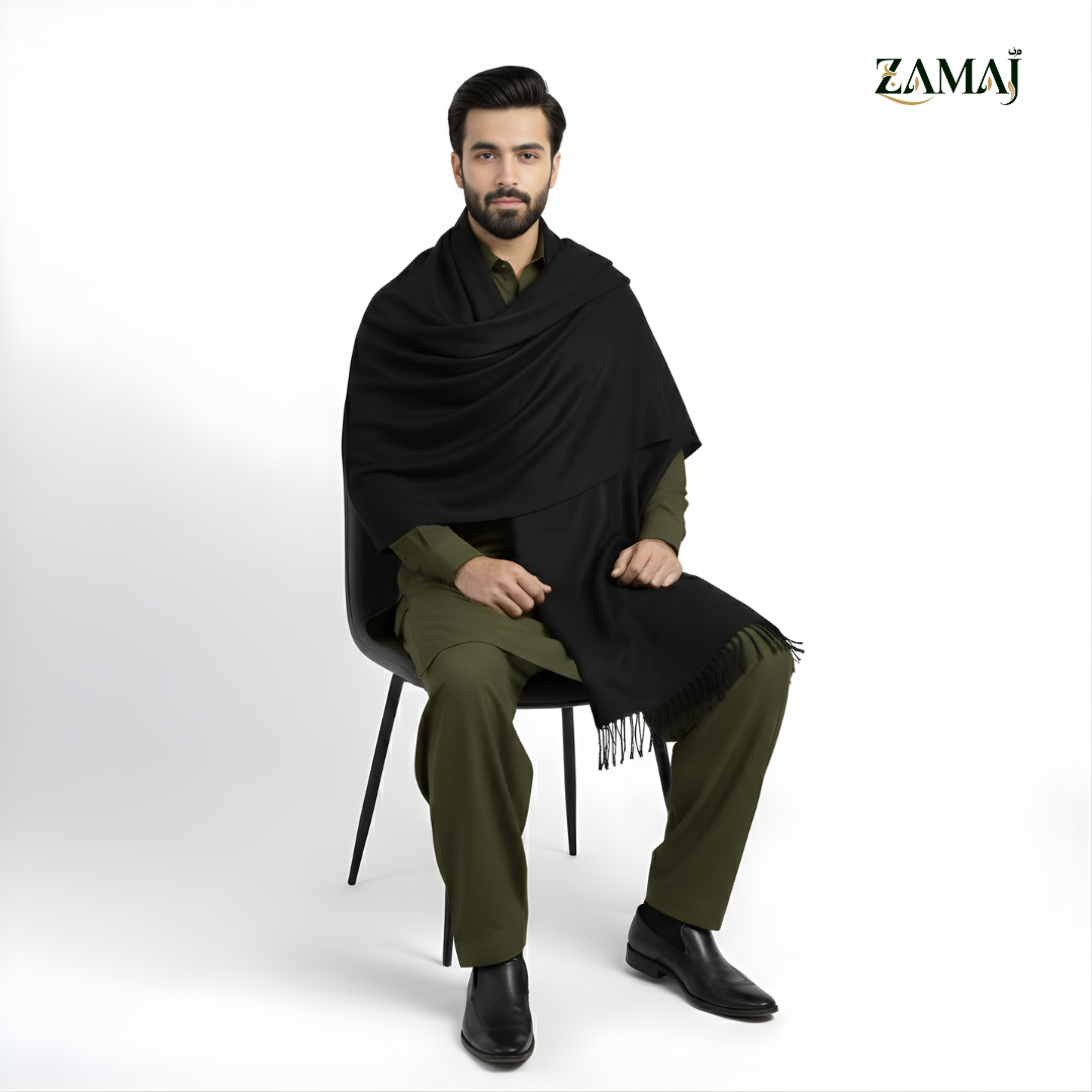 ZAMAJ Black Cashmere Shawl