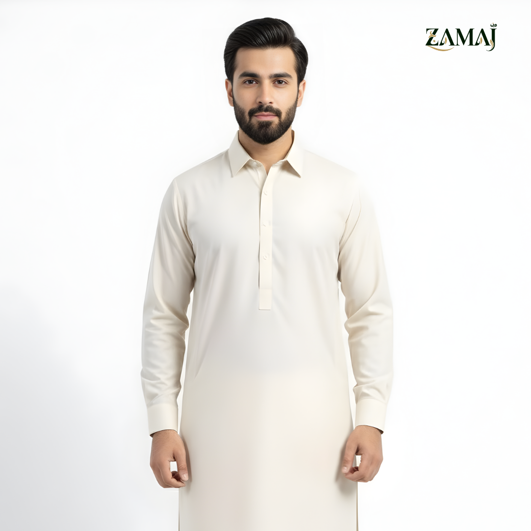 ZAMAJ Casual Off-White Shalwar Kameez for Men