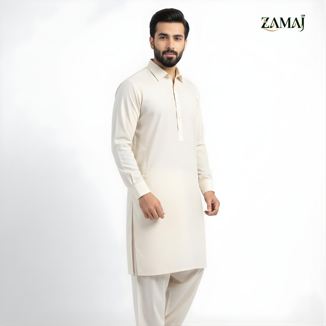 ZAMAJ Casual Off-White Shalwar Kameez for Men