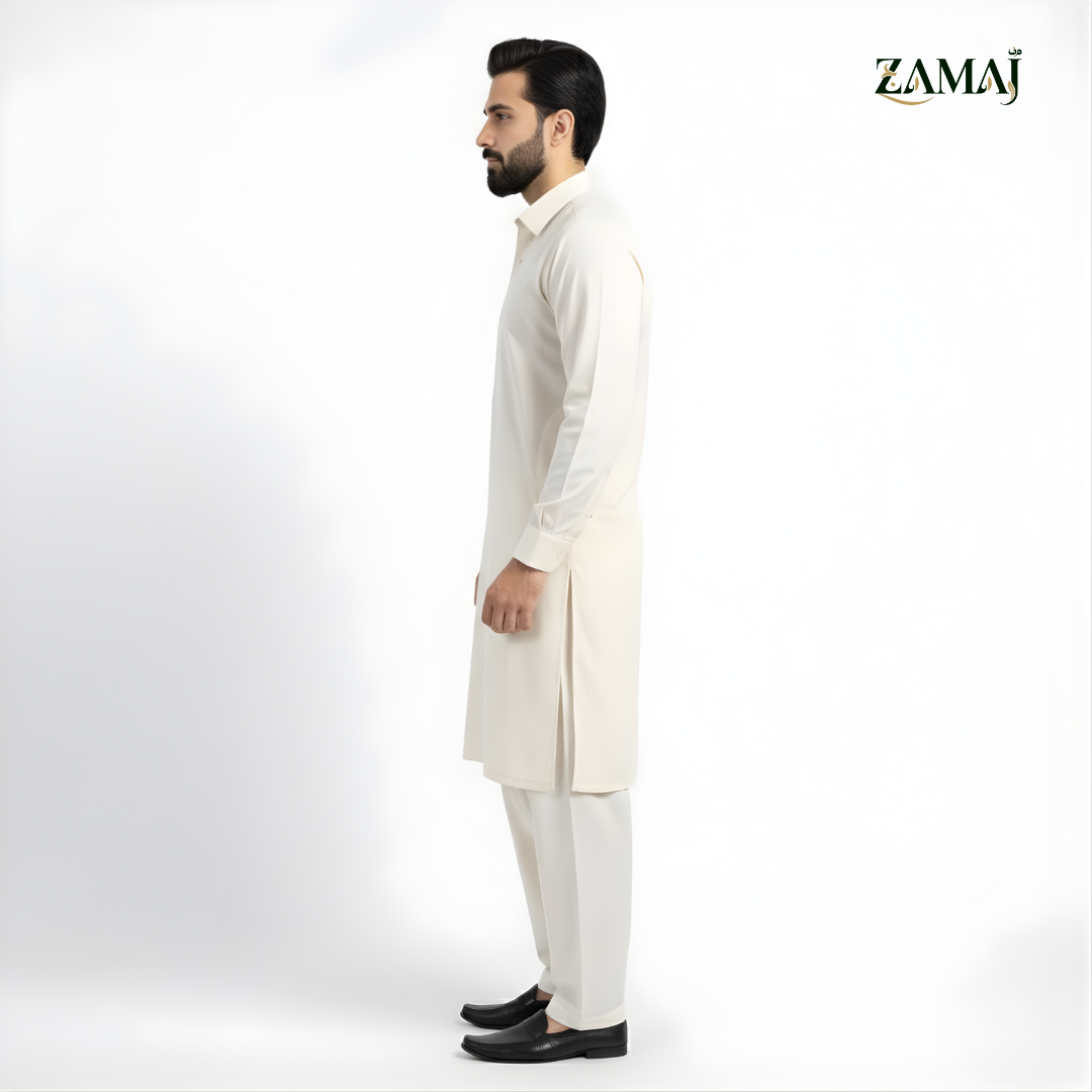 ZAMAJ Casual Off-White Shalwar Kameez for Men