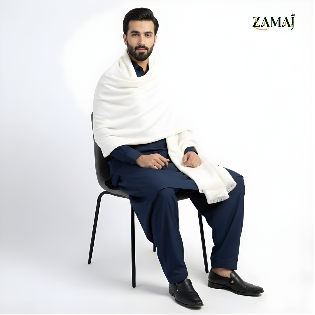 ZAMAJ White Wool Shawl